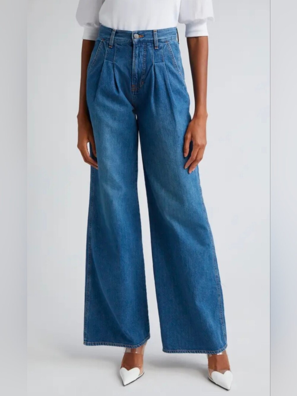 Veronica Beard Mia High Waist Double Pleat Wide Leg Jeans - Size 27
